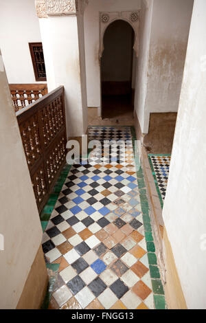 Hallway in the Medersa ben Youssef, Marrakech, Morocco Stock Photo