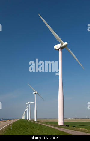 Windmills on the Eemmmeerdijk in Holland Stock Photo