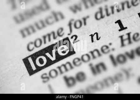 Love Definition Word Text in Dictionary Page Stock Photo