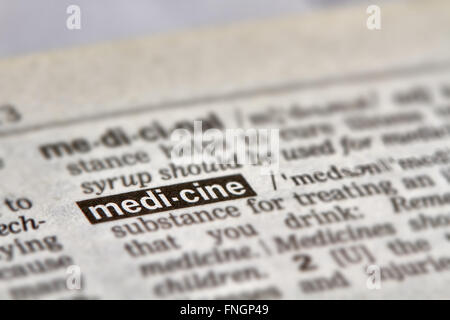 Medicine Word Definition Text in Dictionary Page Stock Photo