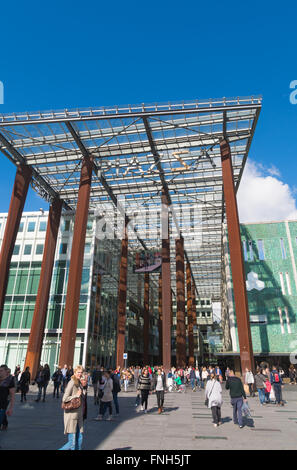 EINDHOVEN, NETHERLANDS - AUGUST 26, 2015: Entrance with unknown people of the Piazza indoor shopping center in Eindhoven. The ar Stock Photo