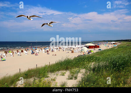 Popular Baltic sea beach on Usedom island in Swinoujscie, Poland Stock Photo