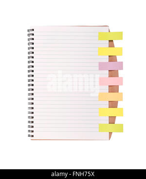Open notebook with stickers. Stock Photo