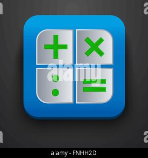 Calculator symbol icon on blue Stock Vector