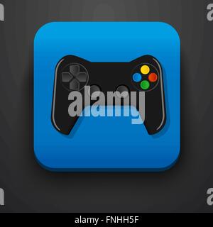 Black gamepad symbol icon on blue Stock Vector
