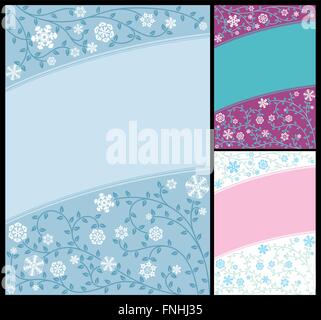 Abstract winter background in 3 versions. Stock Vector