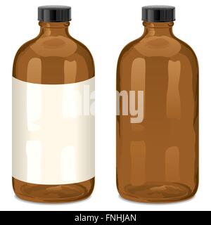 Bottle of the type Boston Round. Usually used for drugs. No transparency used. Basic (linear) gradients used. Stock Vector