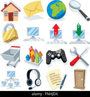 Cartoon internet icons. Stock Vector