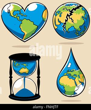 4 conceptual illustrations on environmental subjects. Stock Vector