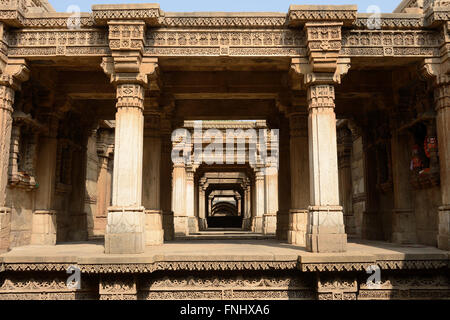 Adalaj Stepwell is a Hindu water building in the village of Adalaj, close to Ahmedabad town in the Indian state of Gujarat. Stock Photo