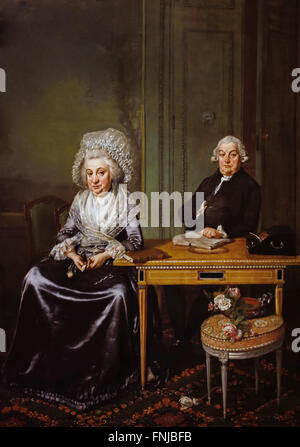 Portrait of Jacob Feitama (1726-1797) and his Wife, Elisabeth de Haan (1735-1800) 1790 by Wybrand Hendriks, Dutch Netherlands Stock Photo