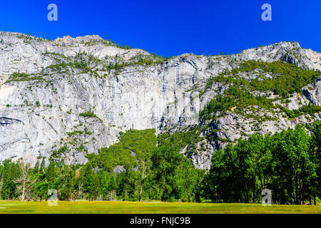 Yosemite Valley is a glacial valley in Yosemite NP in the western Sierra Nevada mountains of California. The valley is about 13 Stock Photo