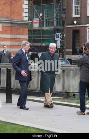 Westminster London,UK. 15th March 2016. BBC presenter Jeremy Paxman (R) interviews Eurosceptic MP Bill Cash (L) in Westminster with 100 days left until the EU referendum Credit:  amer ghazzal/Alamy Live News