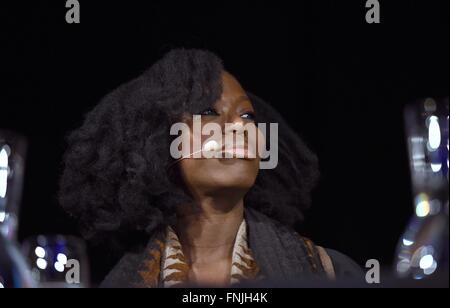 Cologne, Germany. 14th Mar, 2016. British author Taiye Selasi speaks during a reading session at the international literature festival Lit.cologne on Cologne, Germany, 14 March 2016. Photo: Horst Galuschka/dpa - NO WIRE SERVICE -/dpa/Alamy Live News Stock Photo