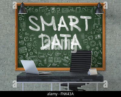 Smart Data - Hand Drawn on Green Chalkboard. Stock Photo