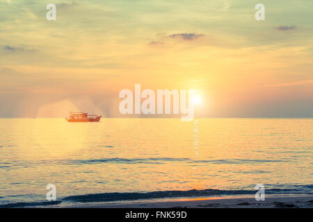 Seascape in bright tones during sunset. Stock Photo