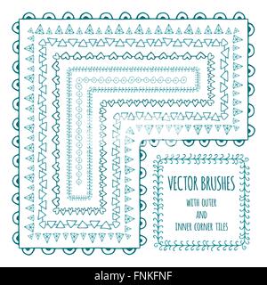 vector set of brushes with internal and external corners Stock Vector