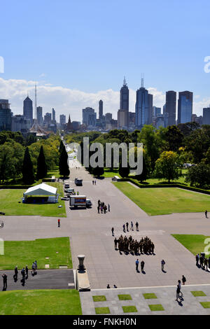 Australia, Victoria, Melbourne, View to Central Business District from Shrine of Remembrance Stock Photo