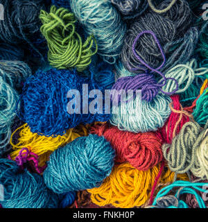 Texture Of Different Types Of Balls Of  Wool Stock Photo