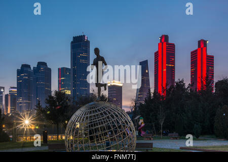 Turkey, Istanbul, Besiktas district, night view of a ...