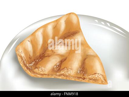 apple pie on white dish. 10 EPS Stock Vector