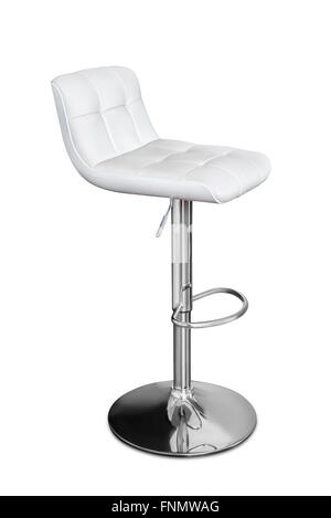 Leather and chrome bar stool isolated on white Stock Photo
