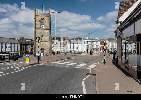 The centre of Coleford, Gloucestershire, looking towards The Angel Hotel. Situated in the Forest of Dean, Gloucestershire, UK. Stock Photo