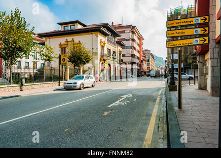 Street of the town of Cangas de Onis, Asturias. Spain Stock Photo