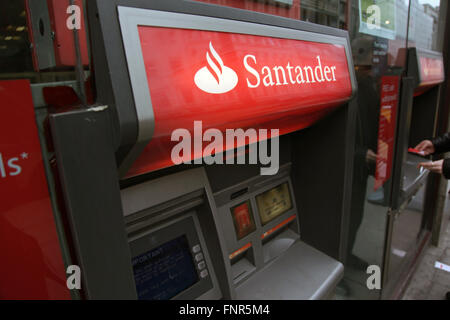 Santander Bank London UK cash machine. Stock Photo