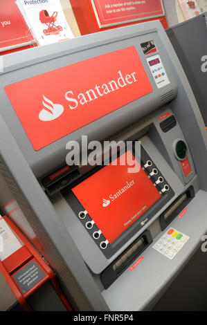 Santander Bank London UK cash machine. Stock Photo