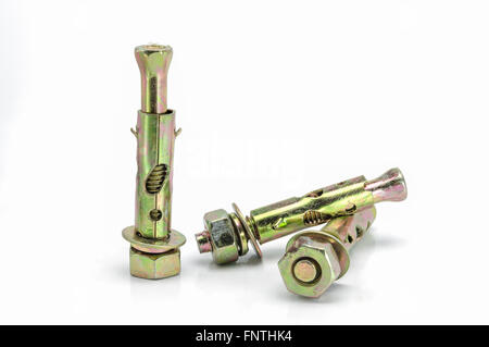 Concrete anchor bolt high strength on white background. Stock Photo