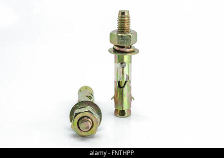 Concrete anchor bolt high strength on white background. Stock Photo