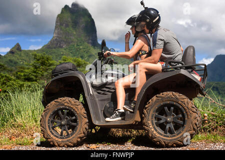 Quad safari tour in Moorea, Windward Islands, Society Islands, French Polynesia, Pacific Ocean Stock Photo