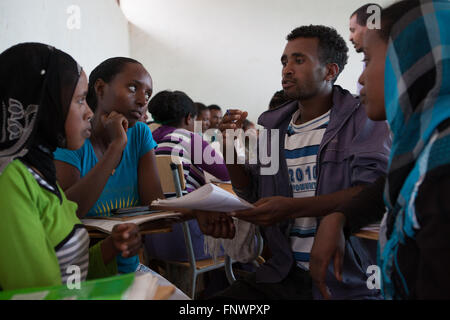 Students talking in a teacher training college, Ethiopia Africa Stock Photo
