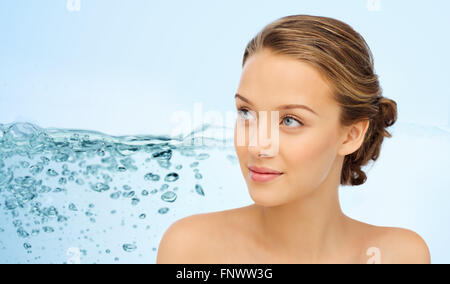 smiling young woman face and shoulders Stock Photo