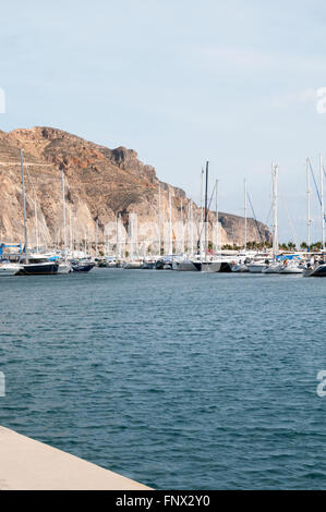 Small fishing boats and yachts in the harbour at Puerto Deportivo, Aguadulce, Roquestas de Mar, Spain Stock Photo