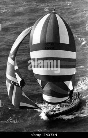 AJAX NEWS PHOTOS - 24TH MARCH,1978. ENGLISH CHANNEL. - WHITBREAD RACE -THE YACHT KING'S LEGEND. A PRODUCTION SWAN 65, IN THE WESTERN APPROACHES OF THE CHANNEL ON THE FINAL LEG OF THE WHITBREAD ROUND THE WORLD RACE. PHOTO:JONATHAN EASTLAND/AJAX REF:704388/YA/KING'S LEGEND. Stock Photo