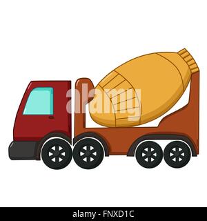 Urban transport icon in cartoon style isolated on white background. Concrete mixer Stock Vector