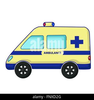 Urban transport icon in cartoon style isolated on white background. Ambulance car Stock Vector