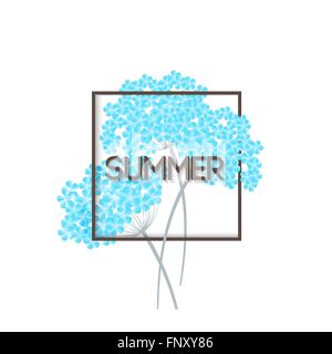 Invitation Card with beautiful flowers. Hortensia blossom. Stock Vector