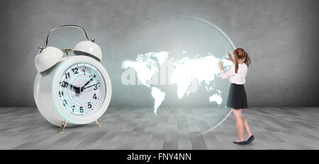Classical alarm clock project world map Stock Photo