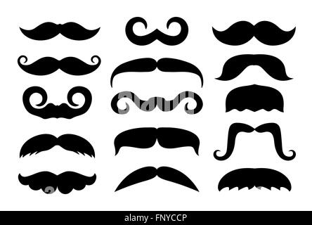 Vector set of different mustache icons. Stock Vector
