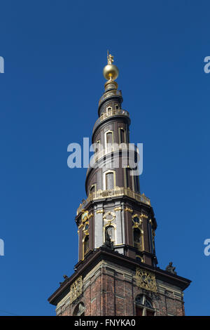 Photograph of Vor Frelsers Kirke, Church of Our Saviour in Copenhagen, Denmark. Stock Photo