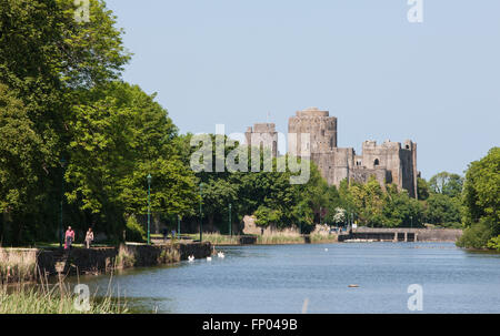 River Cleddau and Pembroke Castle,Pembrokeshire,Wales, Stock Photo