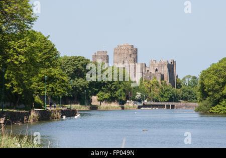 River Cleddau and Pembroke Castle,Pembrokeshire,Wales, Stock Photo