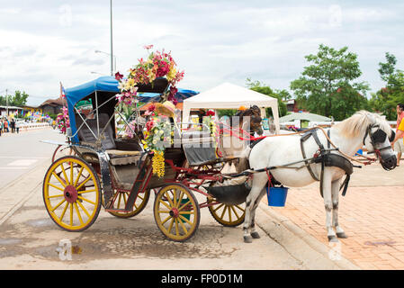 Horse carriages for tourist services in Lam-pang Thailand Stock Photo