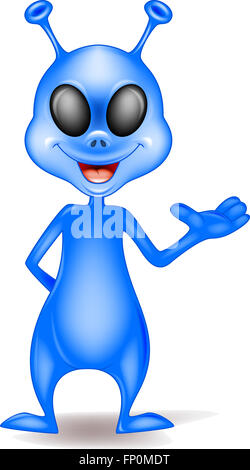 Cute blue alien mascot character cartoon vector icon illustration 2084151  Vector Art at Vecteezy