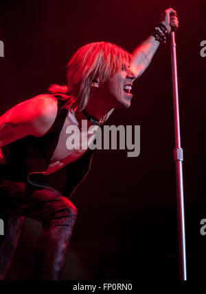 London, Ontario, Canada. 16th Mar, 2016. Marianas Trench takes the stage for a concert performance in London, Ont., on March 14, 2016. The Canadian rock band are from Vancouver, BC., and were formed in 2001. Credit:  Mark Spowart/Alamy Live News Stock Photo