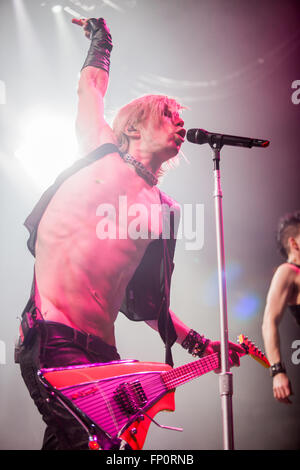 London, Ontario, Canada. 16th Mar, 2016. Marianas Trench takes the stage for a concert performance in London, Ont., on March 14, 2016. The Canadian rock band are from Vancouver, BC., and were formed in 2001. Credit:  Mark Spowart/Alamy Live News Stock Photo