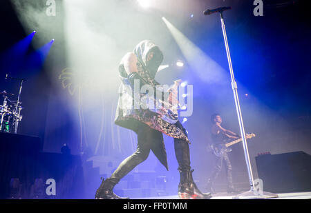 London, Ontario, Canada. 16th Mar, 2016. Marianas Trench takes the stage for a concert performance in London, Ont., on March 14, 2016. The Canadian rock band are from Vancouver, BC., and were formed in 2001. Credit:  Mark Spowart/Alamy Live News Stock Photo